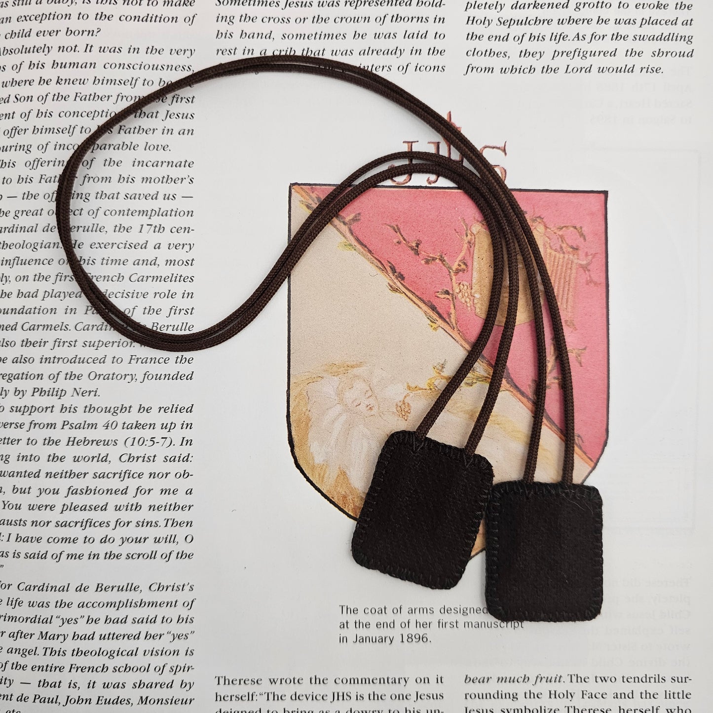 Simple Brown Wool Scapular*Plain*Catholic Marian Carmelite Devotion*Medium*18 Inch Cord Straps